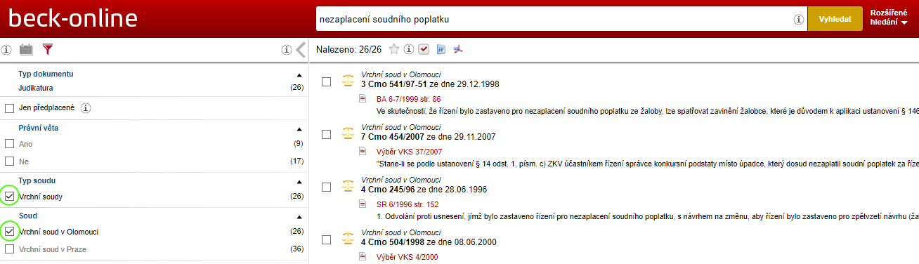 hledání judikátů II